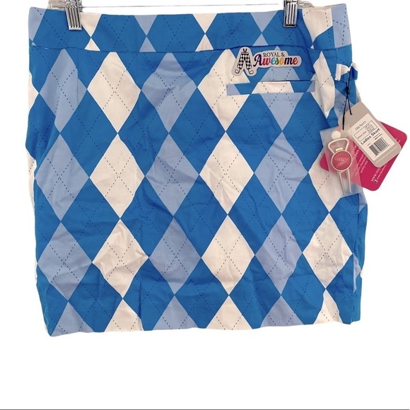 Royal and Awesome Blue and White Argyle Golf Skort - Picture 3 of 9